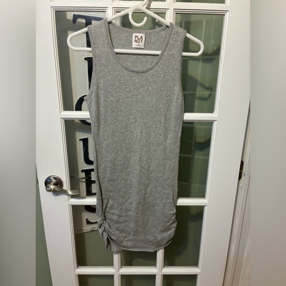 PLANET by Lauren G Sleeveless Grey 
Sleeveless top Sz OSFM gathered on the sides